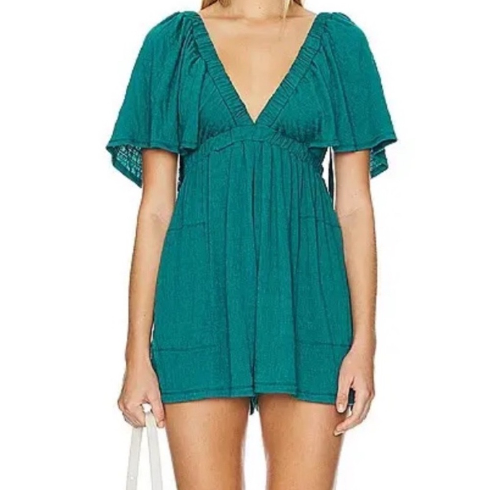 Free people lala romper in teal